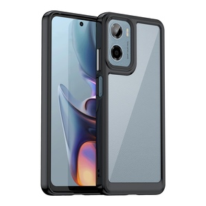 F�r Motorola Moto E15 Colorful Series TPU Acryl Hybrid H�lle Schwarz