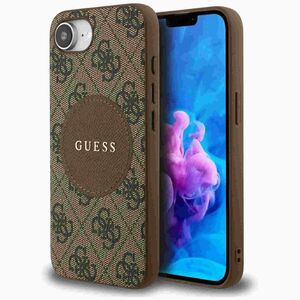 Guess Apple iPhone 16e Circle Classic Logo MagSafe Hlle Case Braun