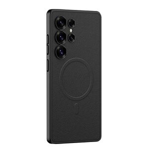 F�r Samsung Galaxy S25 Ultra GKK MagSafe Kunstleder H�lle Case Schwarz