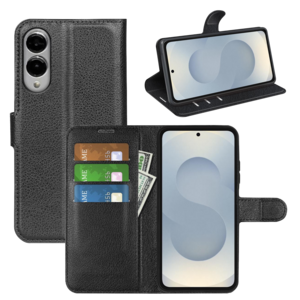 F�r Samsung Galaxy S25 Edge 5G Kunstleder Wallet Tasche H�lle Schwarz