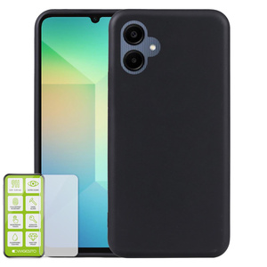Fr Samsung Galaxy A06 5G Silikon TPU Handy Hlle Schwarz + Hart Glas