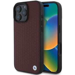 BMW Apple iPhone 16 Pro Max Leather Diamond Metal Logo MagSafe Case