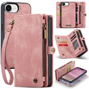 Fr Apple iPhone 16e Kunstleder Multifunktion Zipper Tasche Hlle Pink