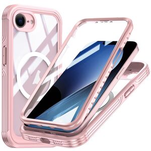 f�r Apple iPhone 17e / 16e MagSafe 360 Grad Hybrid Tasche Bumper Rosa