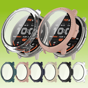 Fr Amazfit Active 2 Kunststoff PC Smart Watch Hlle + Tempered H9 Hart Glas