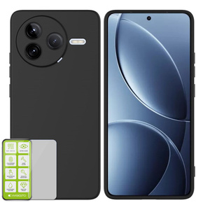 Fr Xiaomi Poco F7 Pro Silikon TPU Schutz Hlle Schwarz + H9 Hart Glas