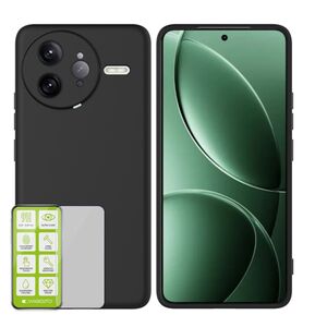Fr Xiaomi Poco F7 Ultra Silikon TPU Schutz Hlle Schwarz + Hart Glas