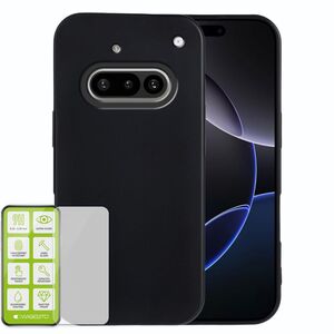 F�r Nothing Phone 3a Silikon TPU Schutz H�lle Schwarz + 9H Hart Glas