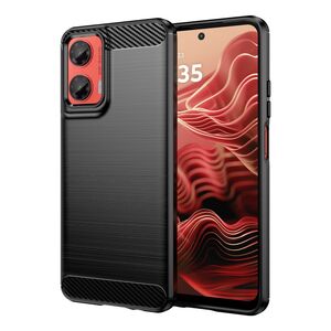 F�r Motorola Moto G35 Carbon Brushed Design Textur TPU H�lle Schwarz