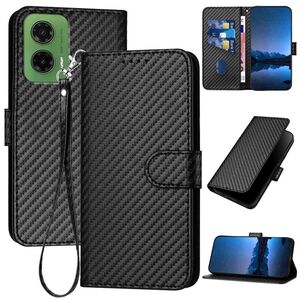 F�r Motorola Moto G35 Carbon Fiber Kunstleder Tasche H�lle Schwarz