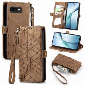 Fr Google Pixel 9a Kunstleder Design Zipper Book Wallet Tasche Braun