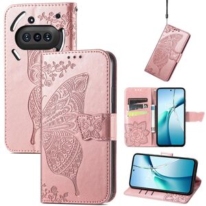F�r Nothing Phone 3a Kunstleder Schmetterling Handy Tasche H�lle Rosa