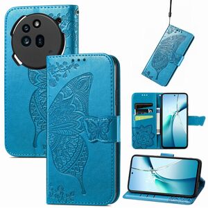 F�r Nothing Phone 3a Pro Kunstleder Schmetterling Tasche H�lle Blau