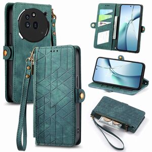 F�r Nothing Phone 3a Pro Kunstleder Design Zipper H�lle Tasche Gr�n