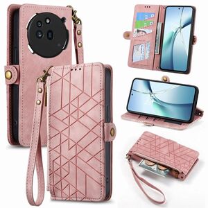 F�r Nothing Phone 3a Pro Kunstleder Design Zipper H�lle Tasche Rosa