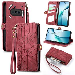Fr Nothing Phone 3a Kunstleder Design Zipper Book Hlle Tasche Rot