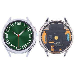 F�r Samsung Galaxy Watch 6 Classic 47mm Display mit Rahmen Ersatzteil Silber