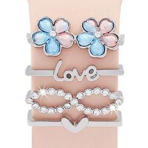Smartwatch Deko-Ringe Blume Silber Metall 4er Set 22mm Zubehr 