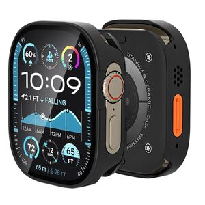 F�r Apple Watch Ultra 2 / 1 49mm Aluminium H�lle + Hart Glas Schwarz