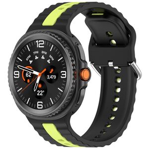 Fr Samsung Galaxy Watch 8 / 8 Two Color Silikon Band Schwarz / Grn