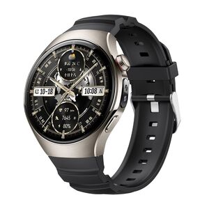 F�r Huawei Watch 5 46mm Silikon Metallschlie�e Smart Arm Band Schwarz