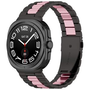 F�r Samsung Galaxy Watch 8 / 8 Classic Edelstahl Band Schwarz / Rosa