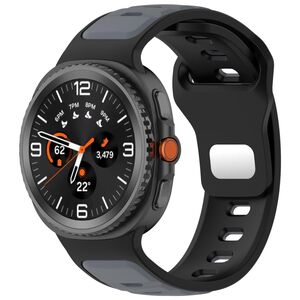 F�r Samsung Galaxy Watch 8 / 8 Classic Silikon Armband Schwarz / Grau