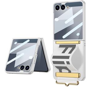 F�r Samsung Galaxy Z Flip7 GKK Displayschutz Trage Band H�lle Silber