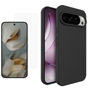 Fr Google Pixel 10 Pro XL Silikon TPU Hlle Schwarz + 9H Hart Glas