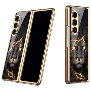 F�r Samsung Galaxy Z Fold7 5G Lackiert Design Cover Handy H�lle L�we