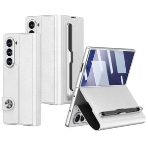 F�r Samsung Galaxy Z Fold7 GKK Flip Lederh�lle mit Stifthalter Silber