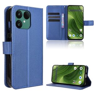 F�r Fairphone 6 Diamant Design Book Wallet Kunstleder H�lle Case Blau