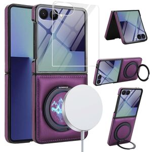 F�r Samsung Galaxy Z Flip7 MagSafe Ring integriertes Glas H�lle Lila