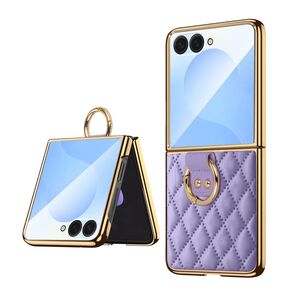 F�r Samsung Galaxy Z Flip7 Diamant Design Metall Ringhalter H�lle Lila