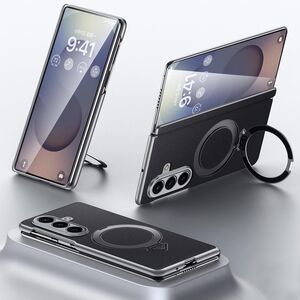 F�r Samsung Galaxy Z Fold7 5G Leder MagSafe Ring Halter H�lle Schwarz