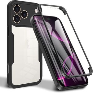 F�r Apple iPhone 17 Pro Full Body 360 Grad Acryl TPU H�lle Schwarz