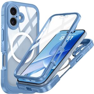 F�r Apple iPhone 17 MagSafe 360 Full Body Hybrid Tasche Bumper Blau