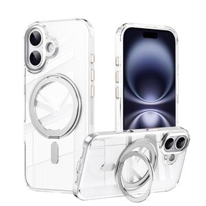Fr Apple iPhone 17 Frosted 360 Ring MagSafe TPU + PC Hlle Silber