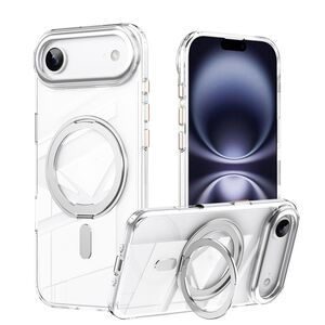 Fr Apple iPhone 17 Air Frosted 360 Ring MagSafe TPU + PC Hlle Silber