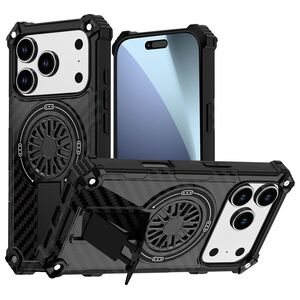 F�r Apple iPhone 17 Pro Camouflage MagSafe Kickstand H�lle Schwarz