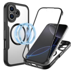 F�r Apple iPhone 17 MagSafe Ring Full Body 360 Grad TPU H�lle Schwarz