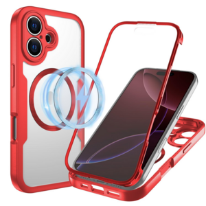 Fr Apple iPhone 17 MagSafe Ring Full Body 360 Grad TPU Hlle Rot