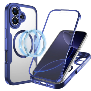 F�r Apple iPhone 17 MagSafe Ring Full Body 360 Grad TPU H�lle Blau