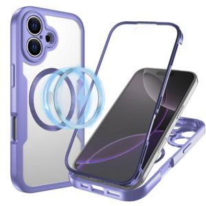 Fr Apple iPhone 17 MagSafe Ring Full Body 360 Grad TPU Hlle Lila