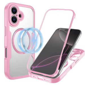Fr Apple iPhone 17 MagSafe Ring Full Body 360 Grad TPU Hlle Rosa