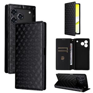 F�r ZTE Blade A76 4G Cubic Design Flip Kunstleder Wallet H�lle Schwarz