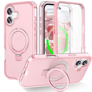 F�r Apple iPhone 17 Skin Feel MagSafe Ring Halter 360 Grad H�lle Rosa