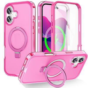 F�r Apple iPhone 17 Skin Feel MagSafe Ring Halter 360 Grad H�lle Pink