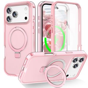 F�r Apple iPhone 17 Pro Skin Feel MagSafe Ring Halter 360 H�lle Rosa