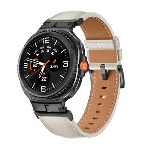 F�r Samsung Galaxy Watch 8 / 8 Classic Leder Design Armband mit Metall Connector